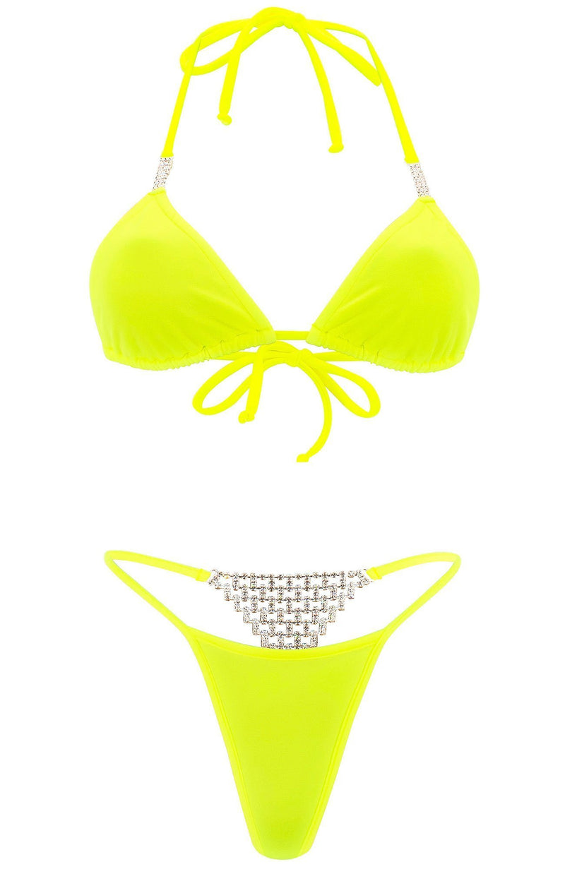 Big Bling in Canary / G String Bikini Set-Sets-Breezy Rack