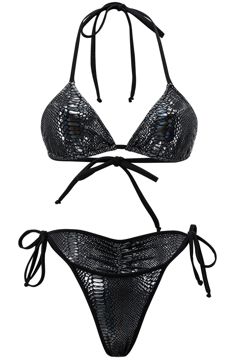 Black Crystal / Thong Bikini Set-Sets-Breezy Rack