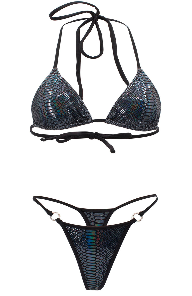 Black Crystal / Thong Bikini Set-Sets-Breezy Rack