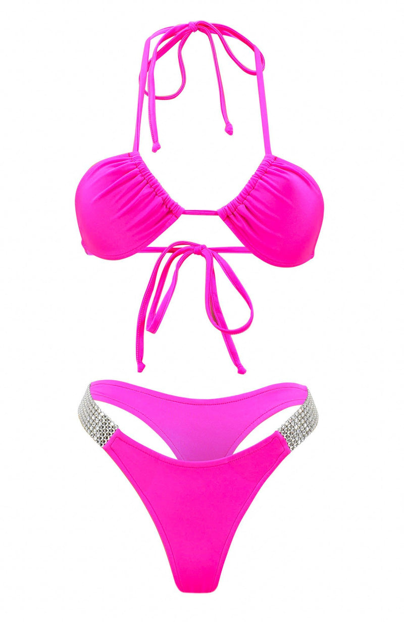 Drippin Daisy in Perfect Pink / Thong Bikini Set-Sets-Breezy Rack