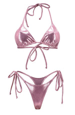 Jojo in Metallic Mauve / Thong Bikini Set-Sets-Breezy Rack