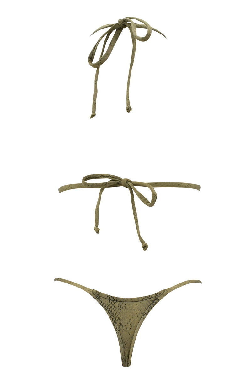 Joy in Olive Python / Thong Bikini Set-Sets-Breezy Rack