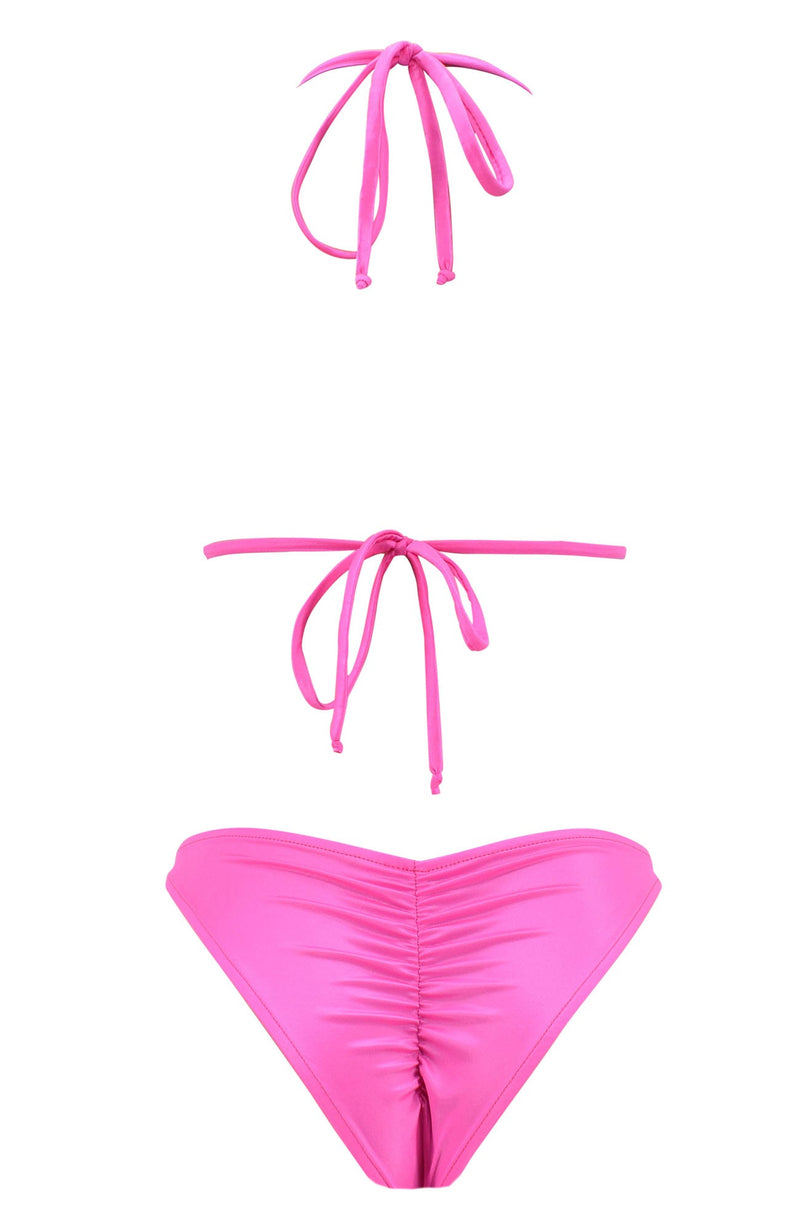 Joy in Wet Look Fuchsia / Cheeky Bikini Set-Sets-Breezy Rack