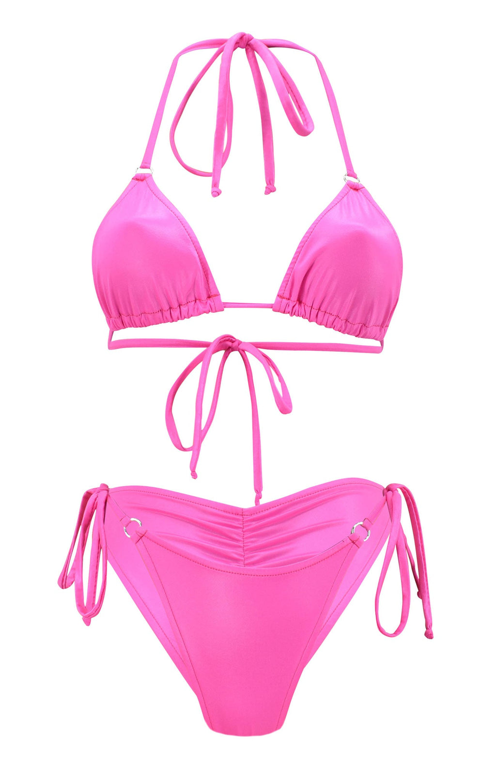 Joy in Wet Look Fuchsia / Cheeky Bikini Set-Sets-Breezy Rack