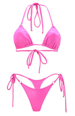 Joy in Wet Look Fuchsia / Thong Bikini Set-Sets-Breezy Rack