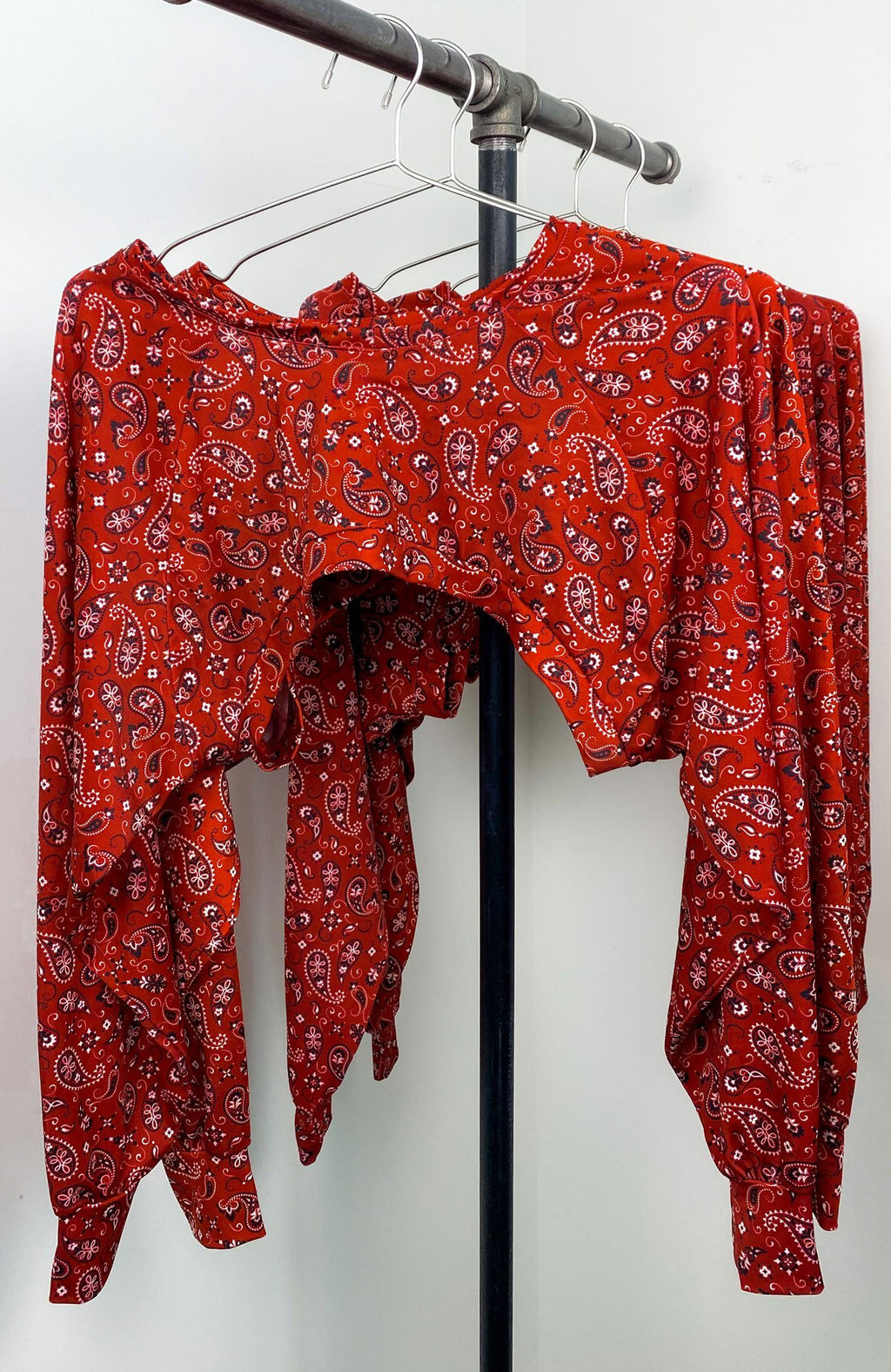 Retro Bandana in Red / Oversized Crop Top-Cover Ups-Breezy Rack