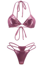 The Electra in Metallic Rose / Thong Bikini-Sets-Breezy Rack