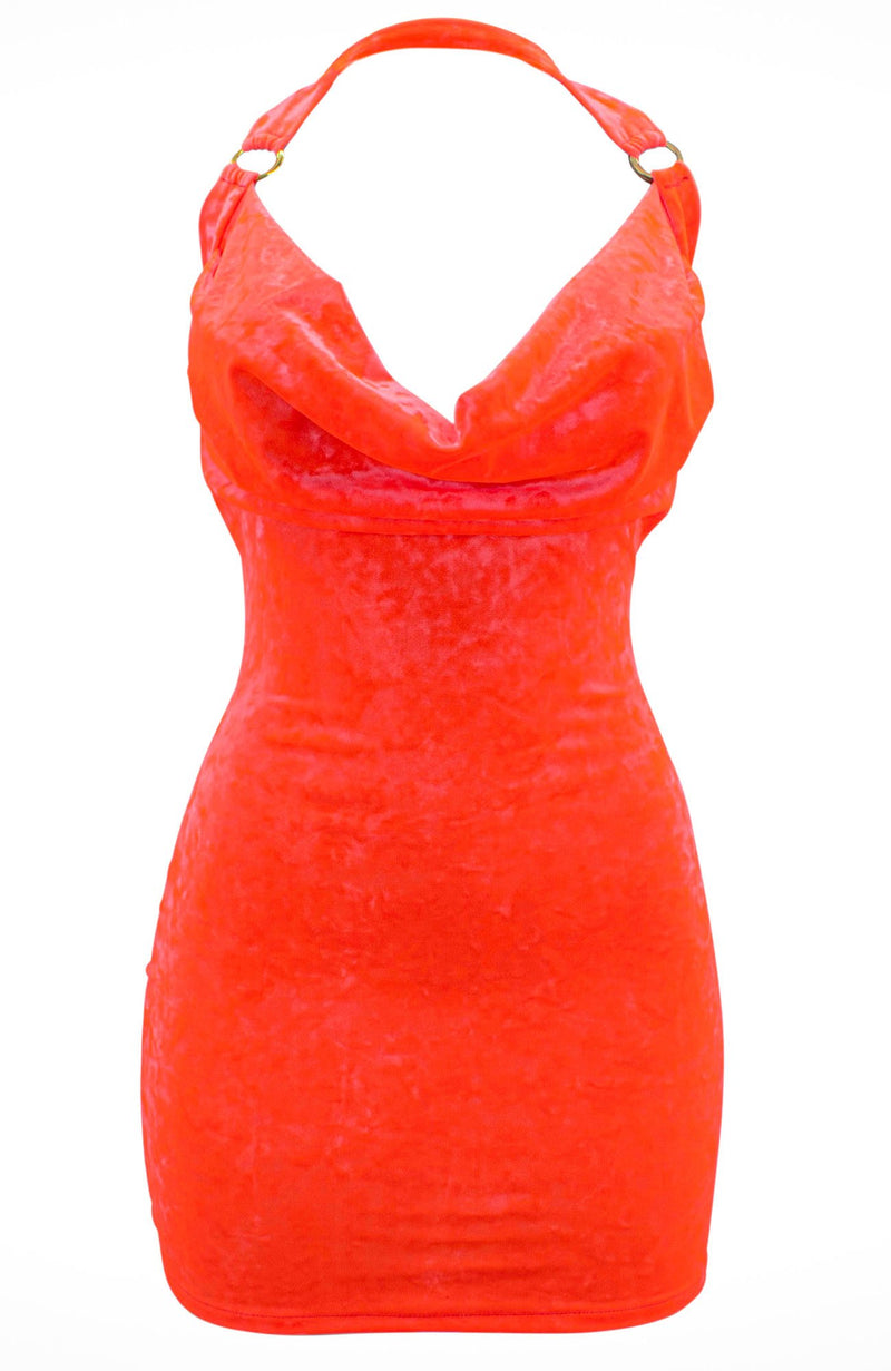 The Scarlet in Crushed Velvet Coral / Dress-Dresses-Breezy Rack