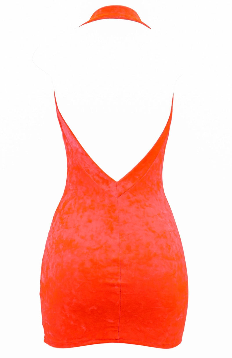 The Scarlet in Crushed Velvet Coral / Dress-Dresses-Breezy Rack