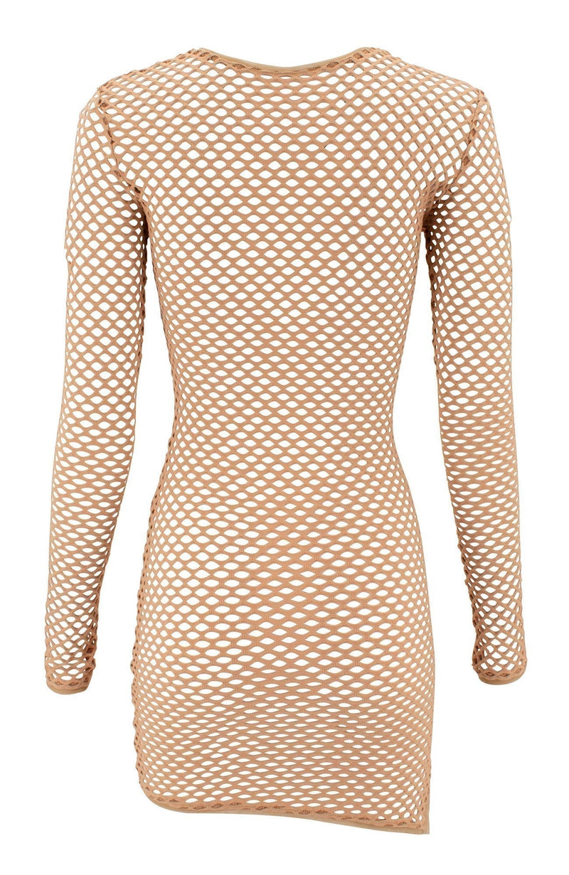 The Tease in Camouflage / Fishnet Crew Neck Cover-up Dress-Cover Ups-Breezy Rack